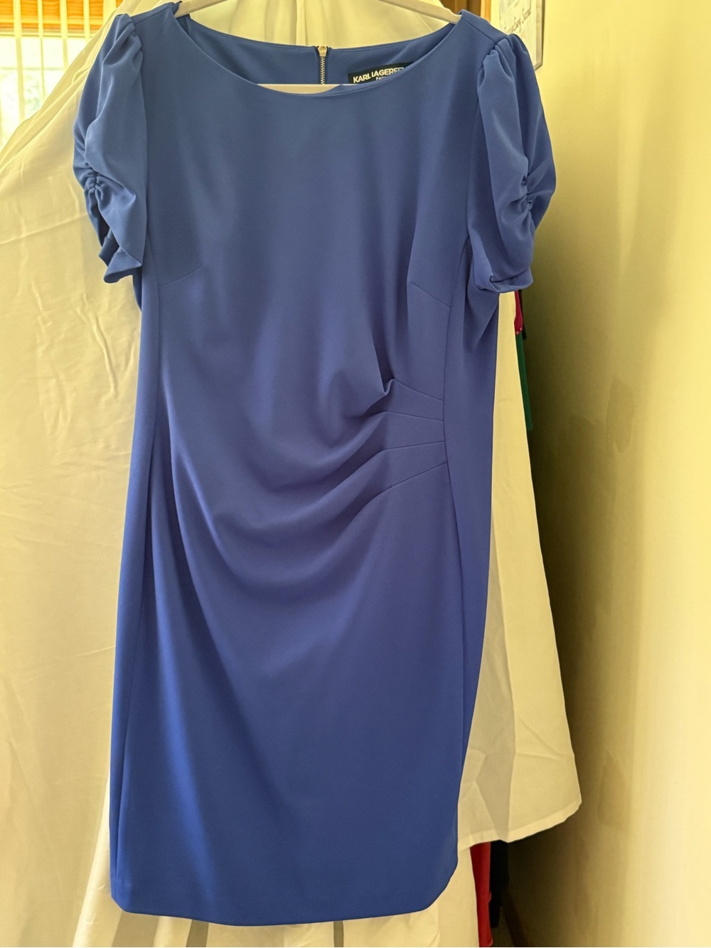 Karl Lagerfeld Periwinkle Draped Midi Dress